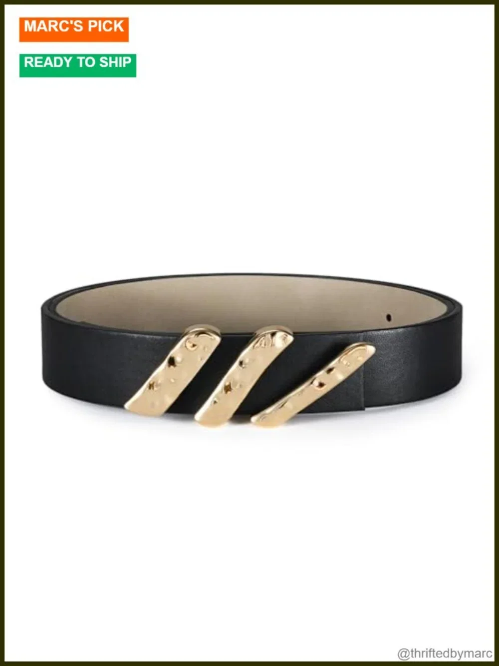 Genuine Leather Belt with Smooth Oval Gold Metal Buckle Luxury Casual Fashion